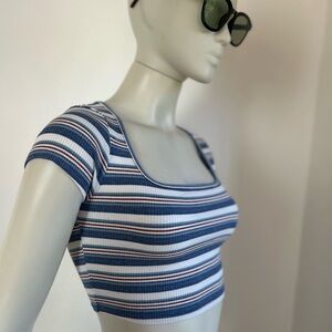 Flirt tilt Striped Blue and Red Fabric s cropped top